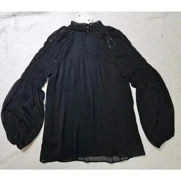 Nordstrom Rack DR2 Long balloon Sleeve Blouse Top sheer lined Size Medium NWT - Picture 8 of 11